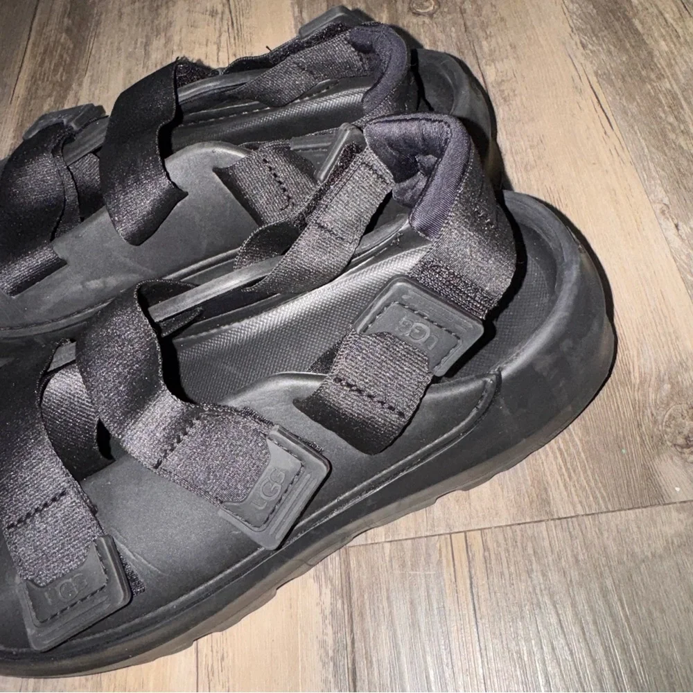 UGG Black Chunky Stratus Platform Sandals